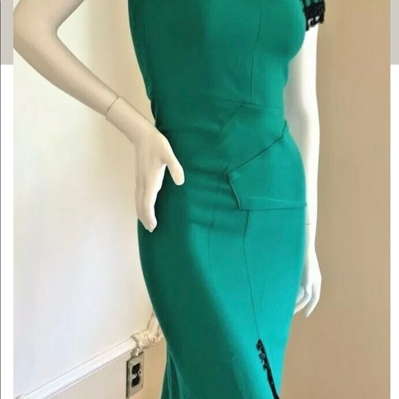 ROLAND MOURET Emerald-green Crêpe Dress US SIZE 2 - Picture 12 of 12